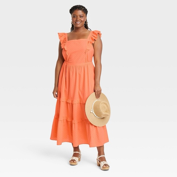 Universal Thread Dresses & Skirts - Women's Plus Size Flutter Sleeveless Dress - Universal Thread™ Coral Orange 3X